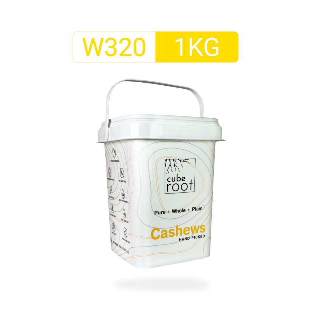 Whole Cashew Nuts W320 Grade (Medium size) 1Kg - Airtight Container