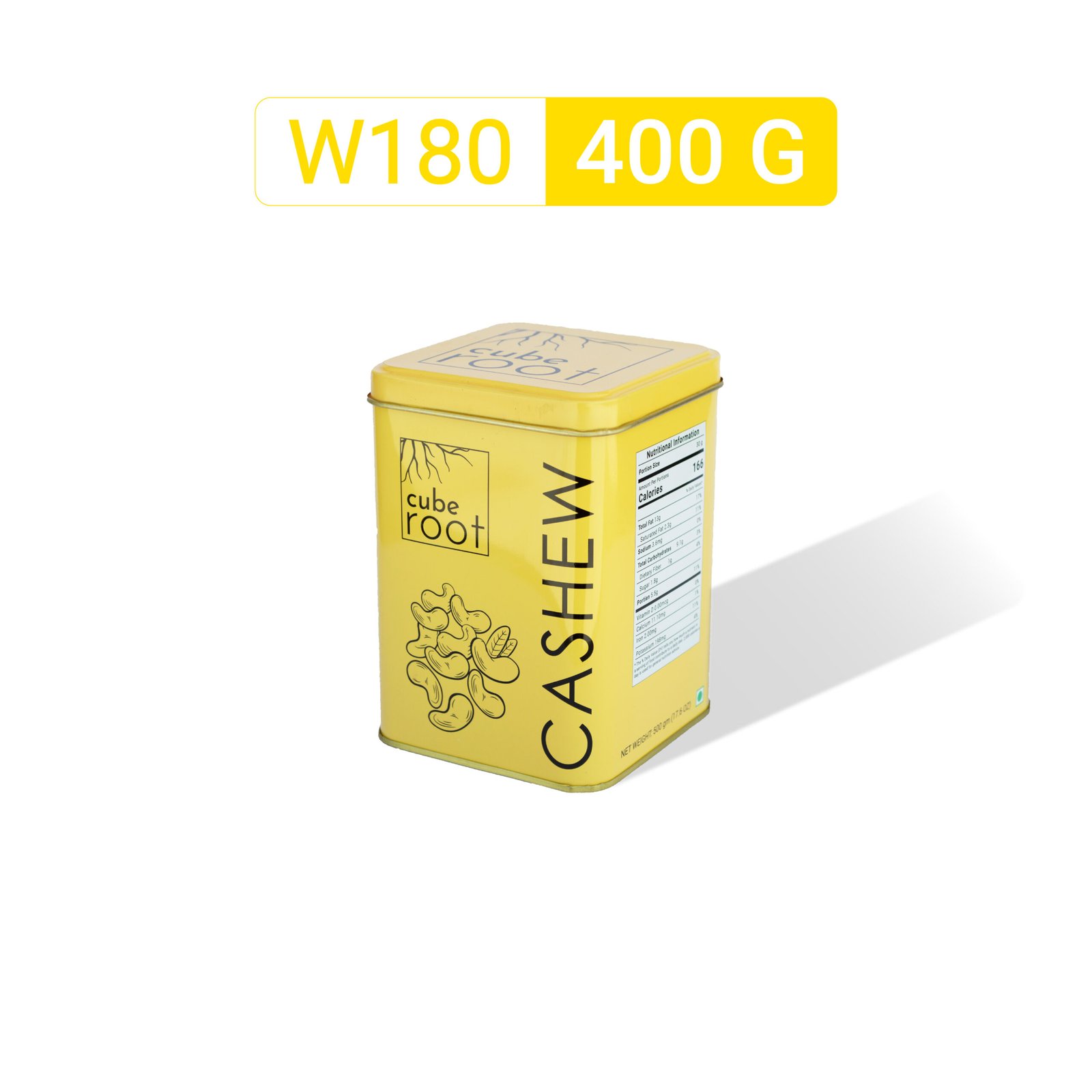 Whole Cashew Nuts W180 Grade (Jumbo size) 400g - Tin - Image 1